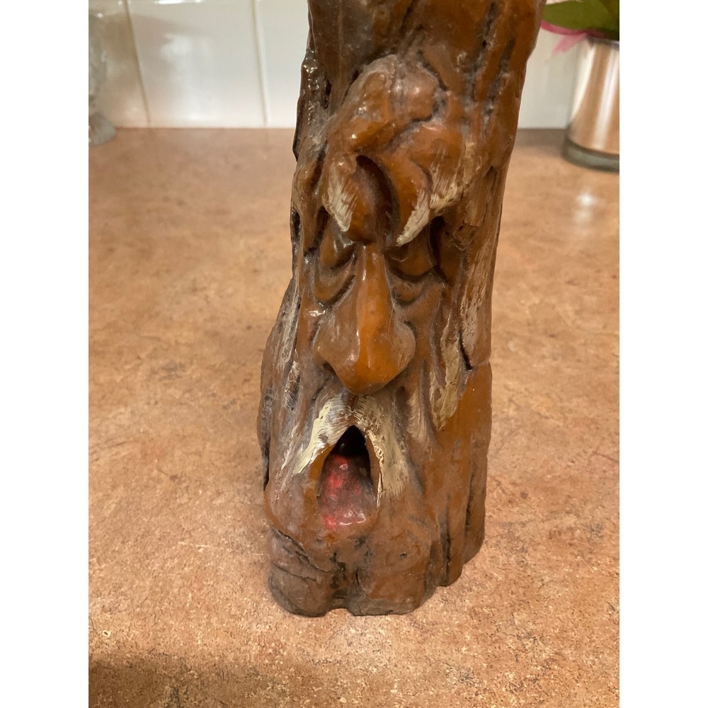 Vintage 1974 Old Man Tree Spirit Wizard Face Wax Candle Brown Folk Art Decor - Picture 2 of 12